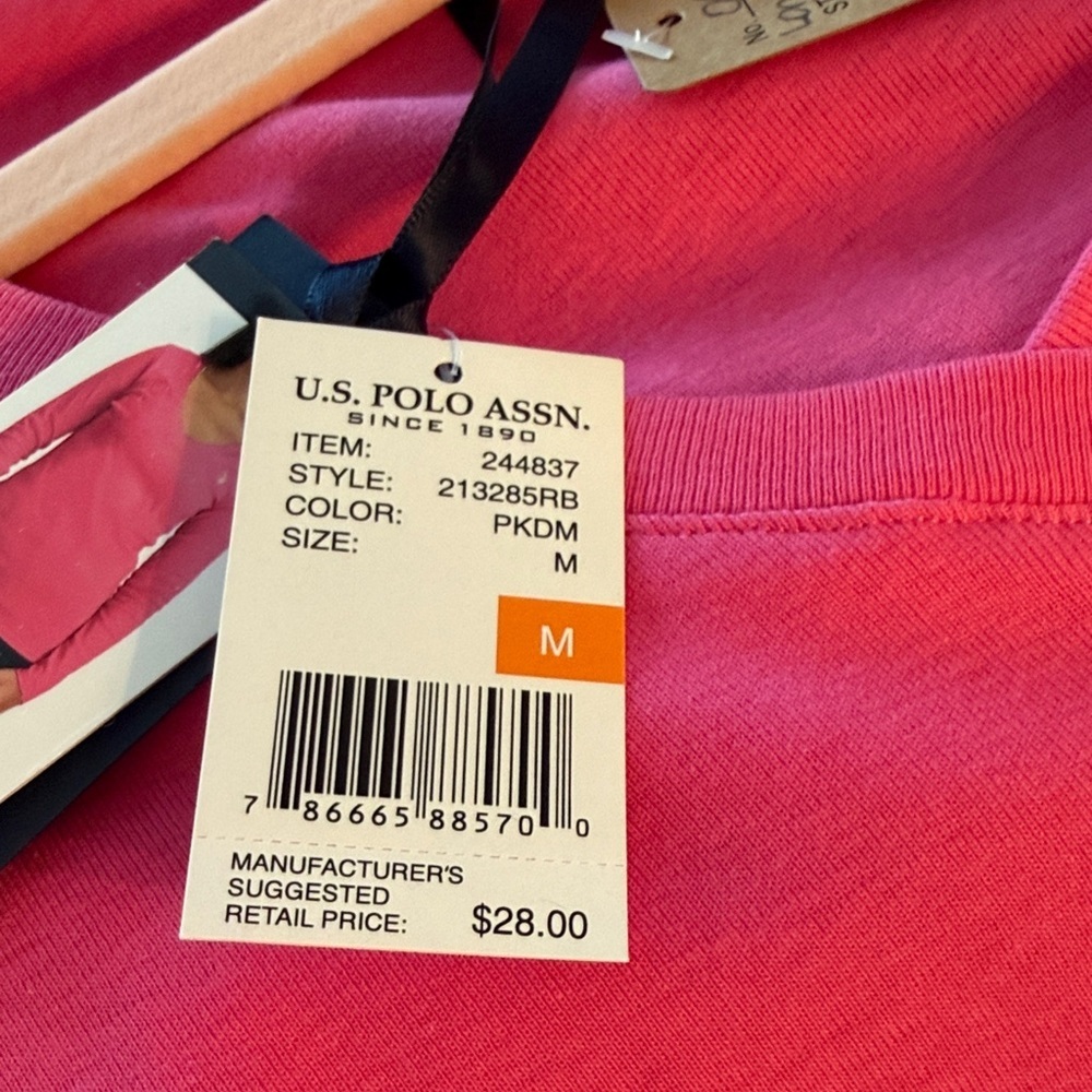 U.S. Polo Assn. Bright Pink Long Sleeve V-Neck Tee - Picture 3 of 3